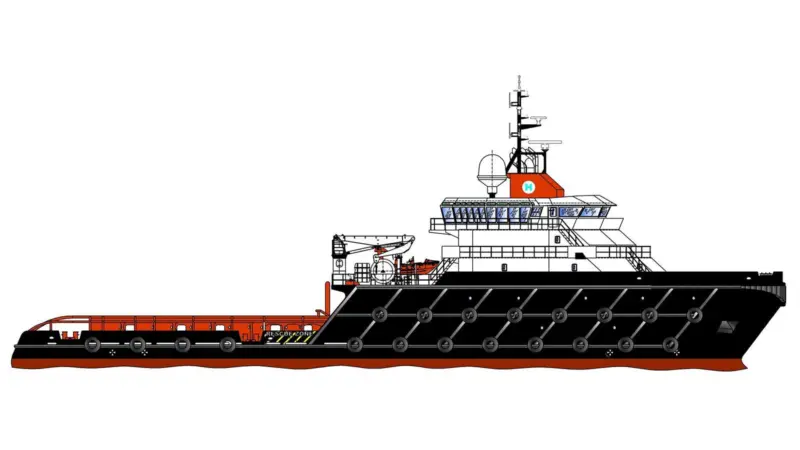 The first of two large anchorhandling tugs launched for Hereema is the Bylgia