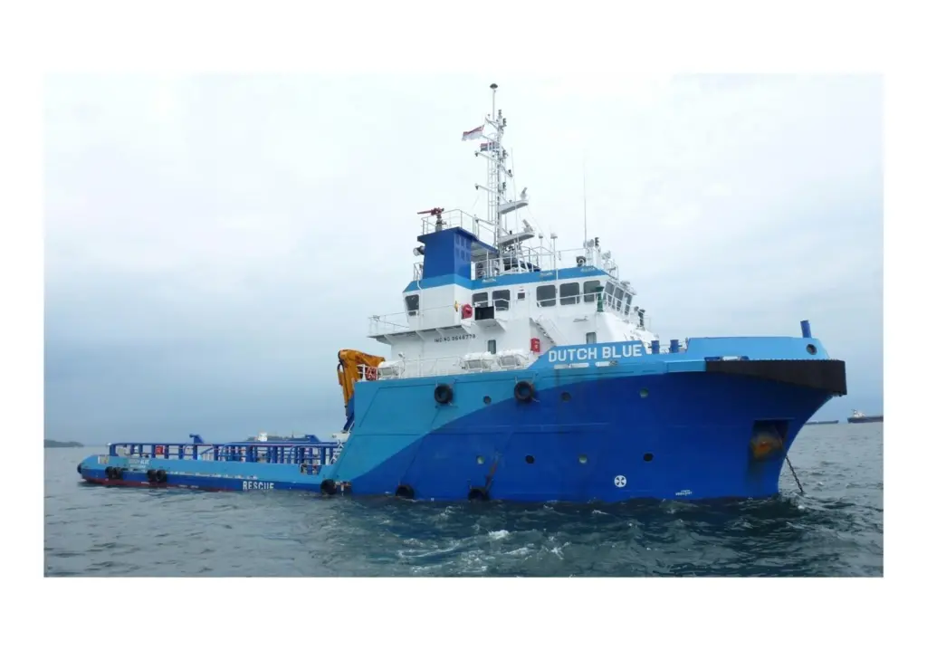 Dutch Blue made its maiden voyage to the Netherlands will a large consignment of barges. Photo courtesy of Capt Piet Sinke