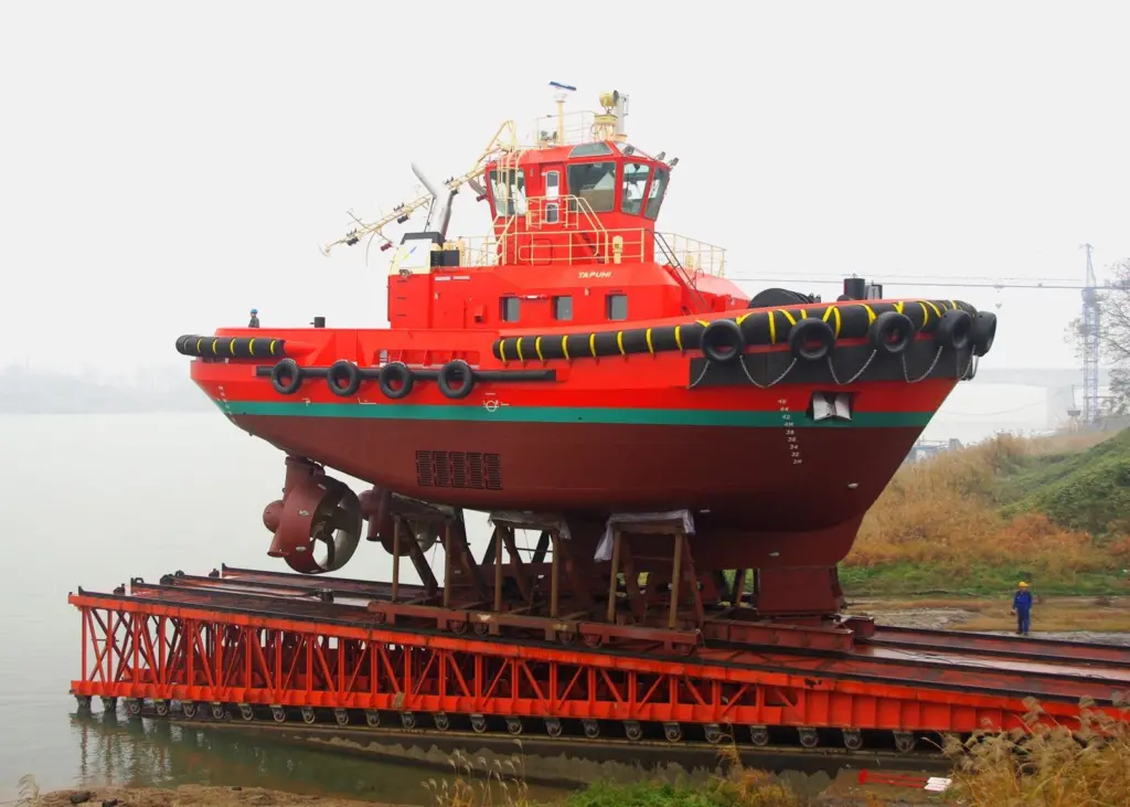 The compact tug Tapuhi for Centrepoint has been launched in China by Damen Shipyards. Photo courtesy of Capt Alan Loynd