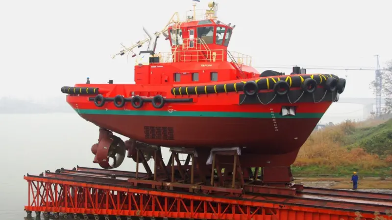 The compact tug Tapuhi for Centrepoint has been launched in China by Damen Shipyards. Photo courtesy of Capt Alan Loynd