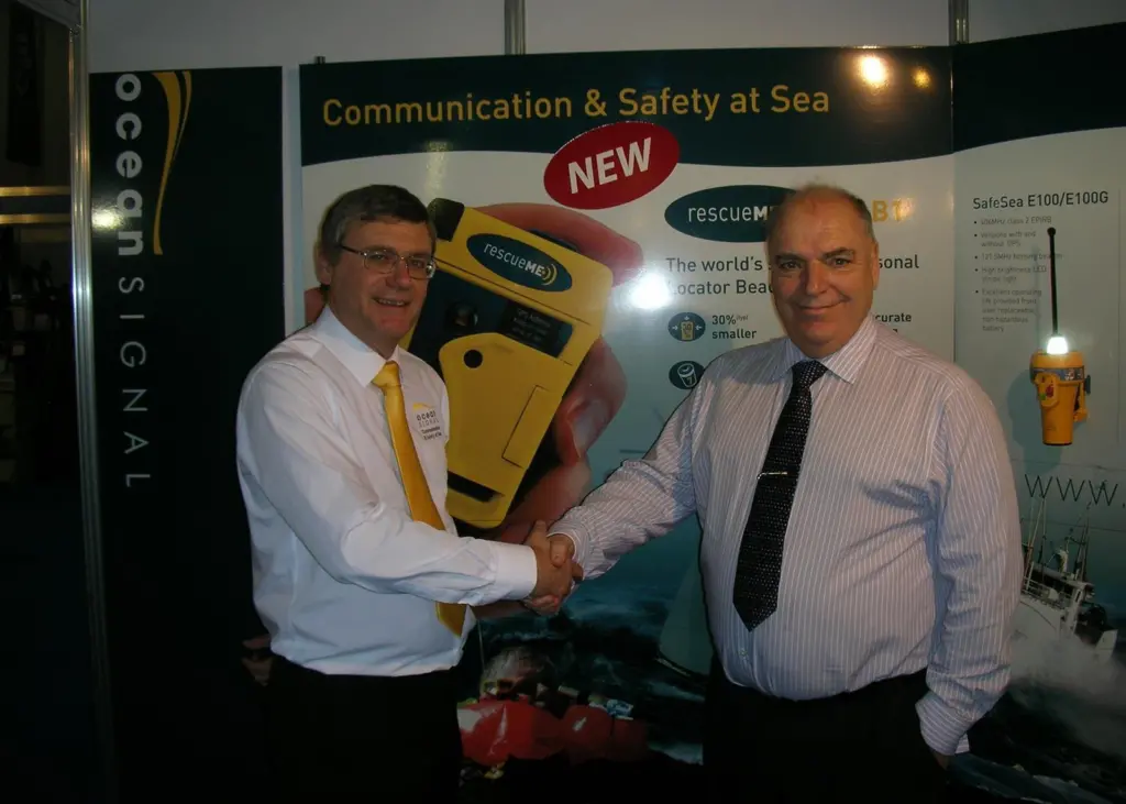 Alan Wrigley, managing director of Ocean Signal and Geoff Billington, director of ISP