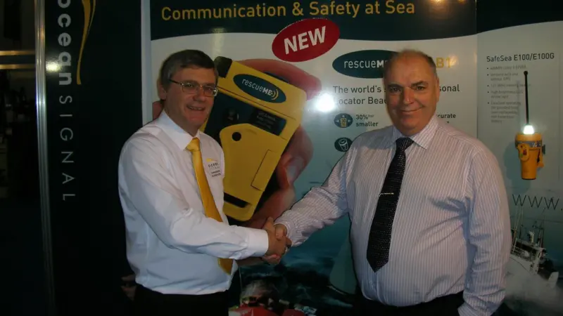 Alan Wrigley, managing director of Ocean Signal and Geoff Billington, director of ISP