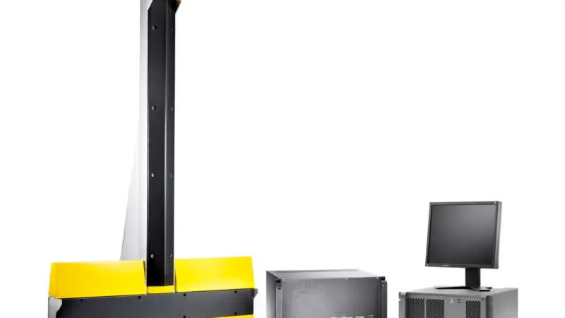 Reson’s new SeaBat 7160 multibeam system, with a transducer assembly comprising linear receive and transmit arrays mounted together on a support base