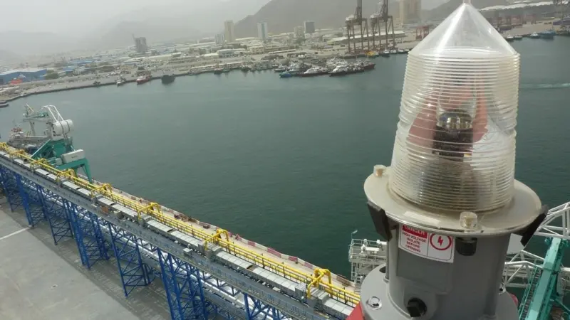 The AIS AtoN equipment transmits a range of information including its identity and position to vessels approaching Fujairah and also sends a remote monitoring signal back to base