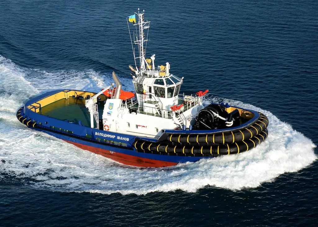 Volodymyr Ivanov is one of a pair of Ice Class Damen ASD 3212 tugs built for the Ukraine