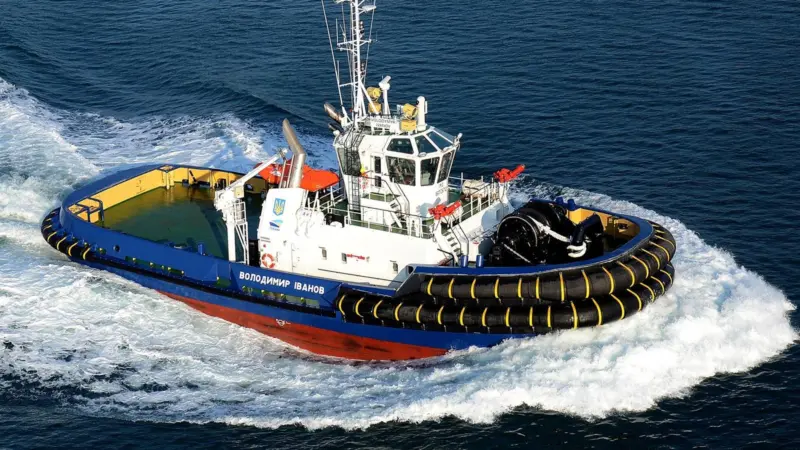Volodymyr Ivanov is one of a pair of Ice Class Damen ASD 3212 tugs built for the Ukraine
