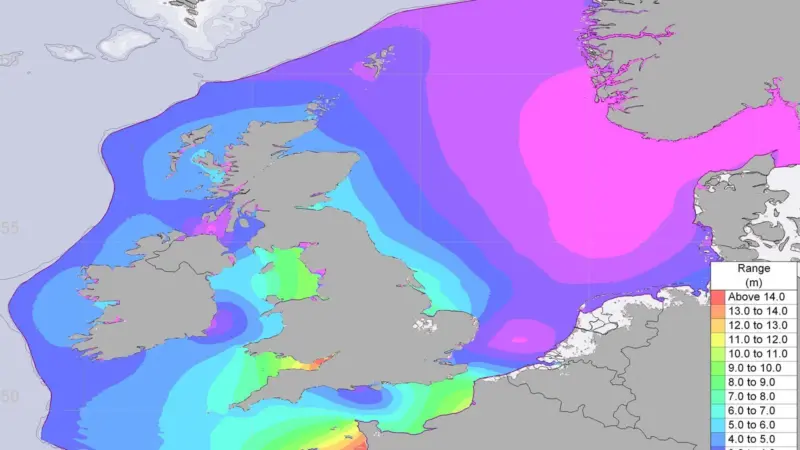 SMARTtide incorporates a 2D hydrodynamic model of the UK’s continental shelf and the north-west European coastline