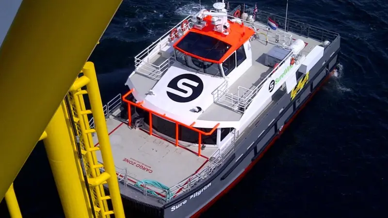 Manoeuvrable 20m vessels such as Sure Pilgrim are proving popular in the German offshore windfarm market