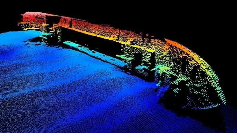 The image shows raw data collected by the Sonic 2024 UHR system of the Margaret Smith shipwreck in Southampton