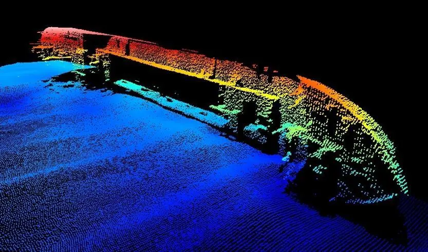 The image shows raw data collected by the Sonic 2024 UHR system of the Margaret Smith shipwreck in Southampton