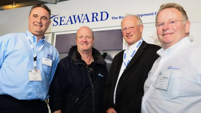 Chris Clayton, Chairman Seaward/The Boat Development Co Ltd; Angus Belcher, Principal, Seaward Sea School; Mike Burnham, Managing Director, Seaward/The Boat Development Co Ltd, Barry Kimber, Company Founder Seaward/The Boat Development Co Ltd