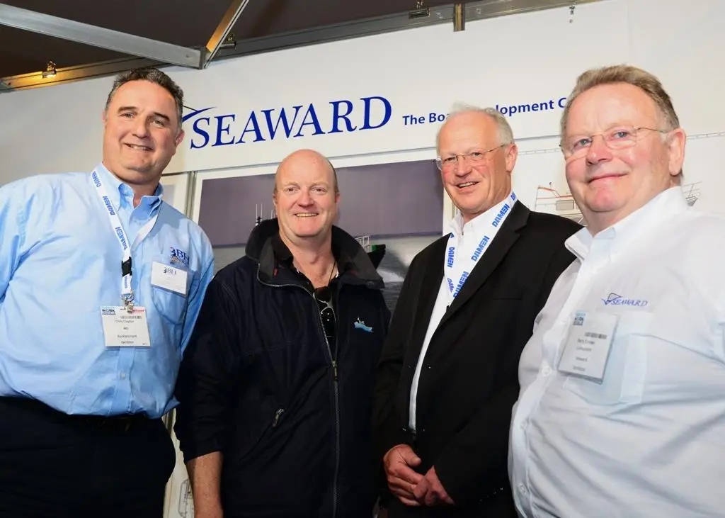 Chris Clayton, Chairman Seaward/The Boat Development Co Ltd; Angus Belcher, Principal, Seaward Sea School; Mike Burnham, Managing Director, Seaward/The Boat Development Co Ltd, Barry Kimber, Company Founder Seaward/The Boat Development Co Ltd