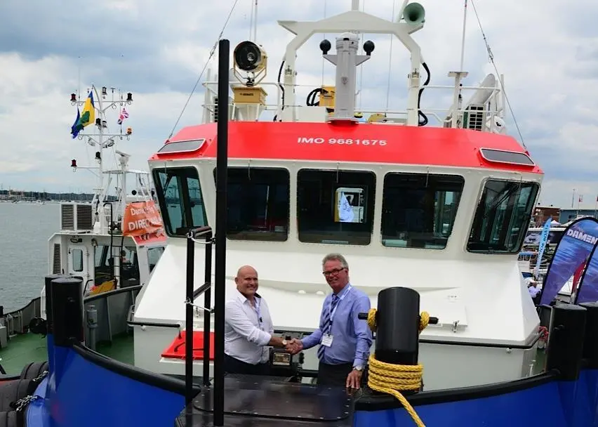 John Spencer, managing director of GPS Marine (left) and Casper Vermeulen of Damen Shipyards