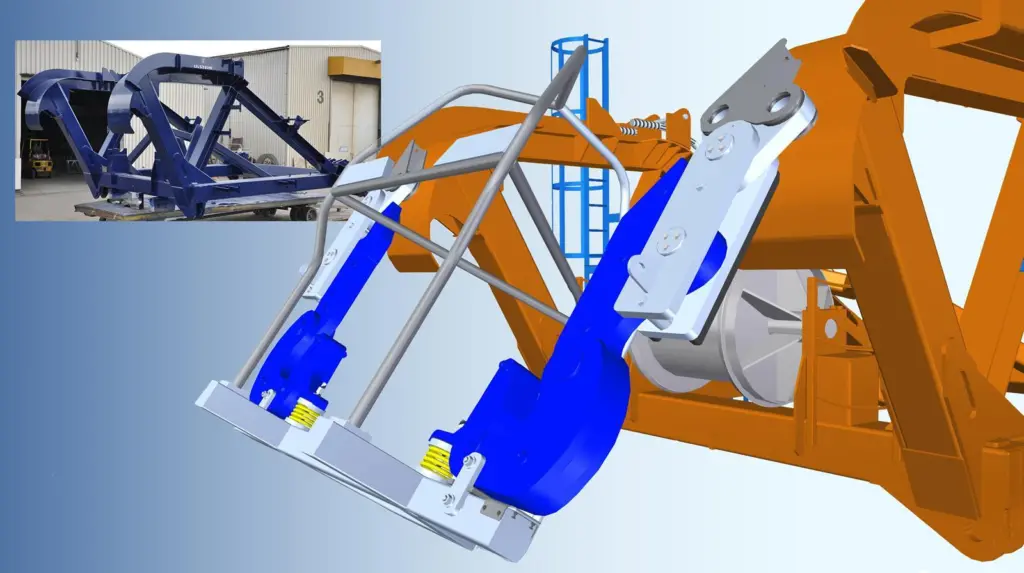 The upending gear will keep a transition piece under control all the way to vertical