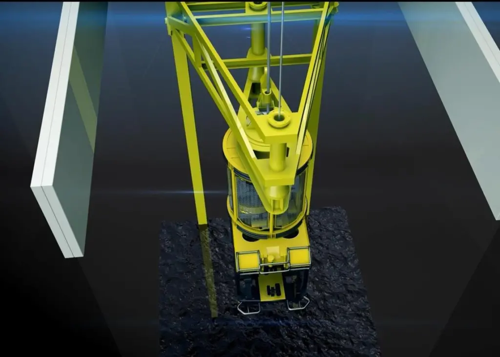 The moonpool has a guide frame which carries subsea deployment items down into the water