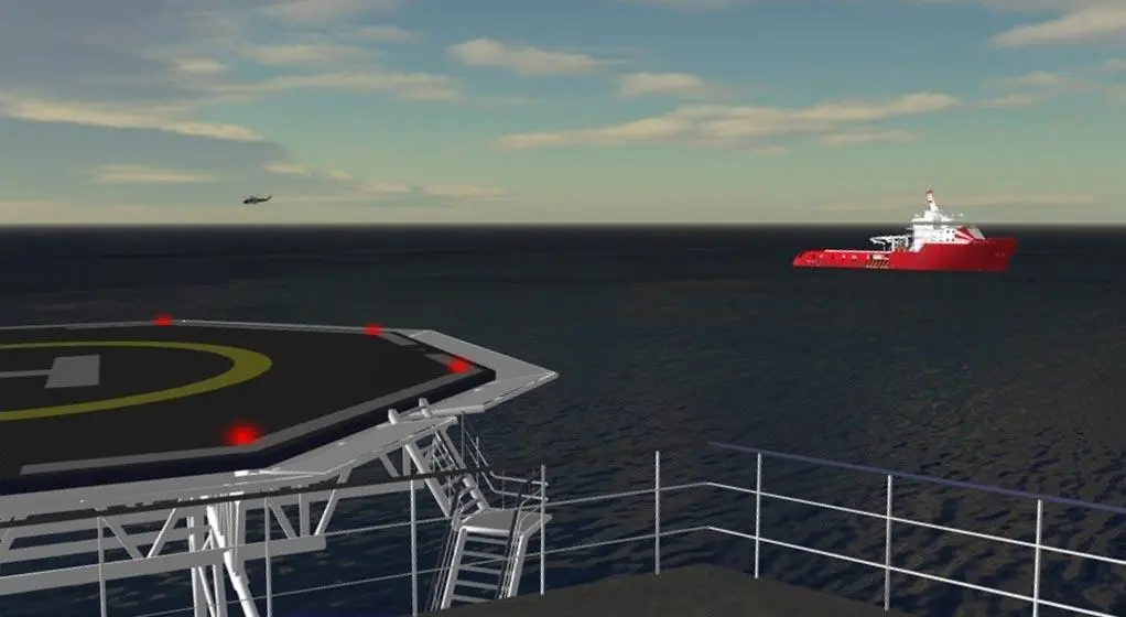 A simulated DP training scenario produced by Norcom Technology’s Ptolemy DPNav system