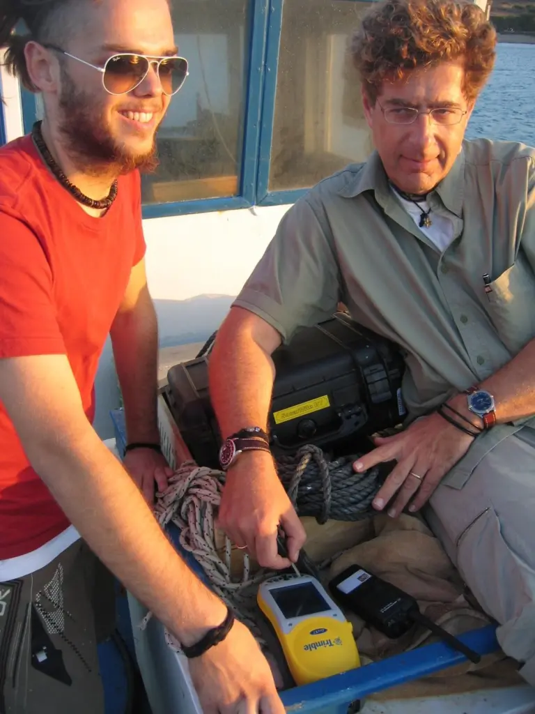 Professor Synokalis (right) seen with a student and Ohmex equipment