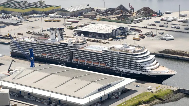 The cruise ship Eurodam is seen in the Port of Kiel’s new berth