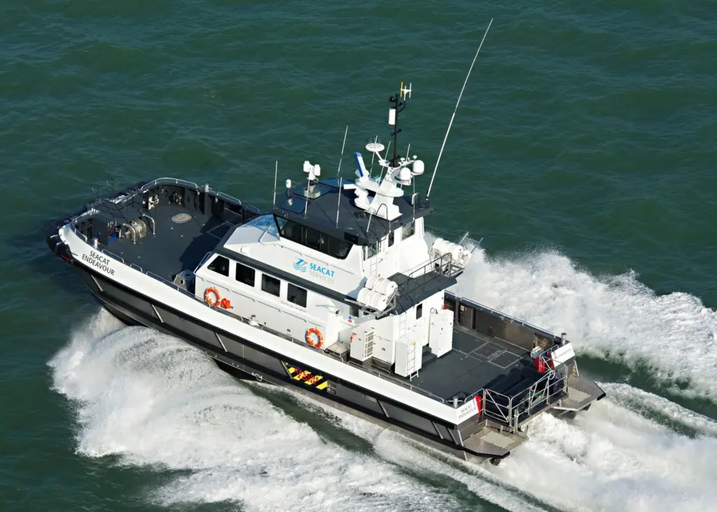 Seaglaze windows are fitted to the Seacat Services windfarm service vessel which was on the Seawork 2013 pontoon