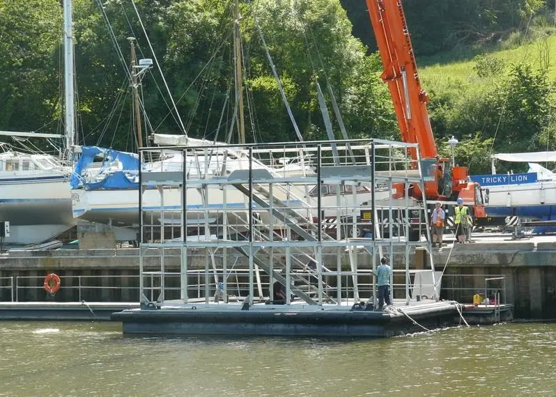 The first catamaran was tested in the water in July