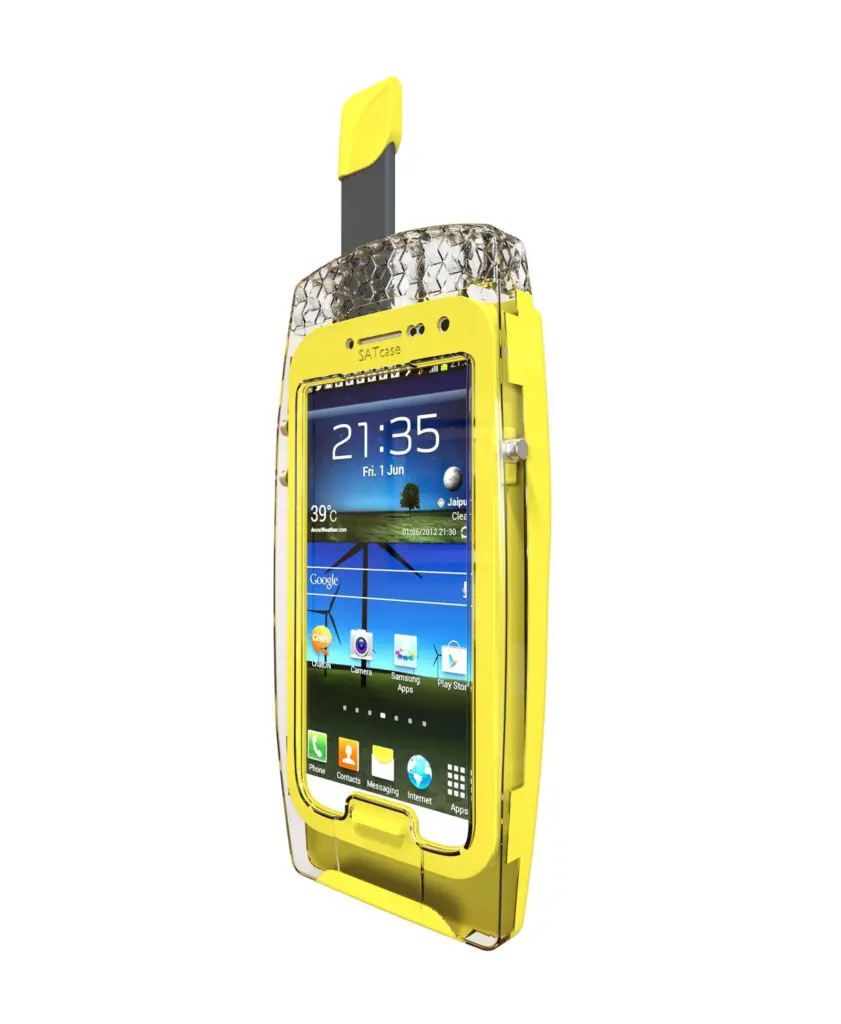 SATcase is composed of a sturdy, durable case that users simply install over a standard smartphone