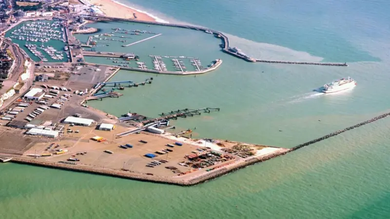 A ferry sails from Ramsgate during a bygone era