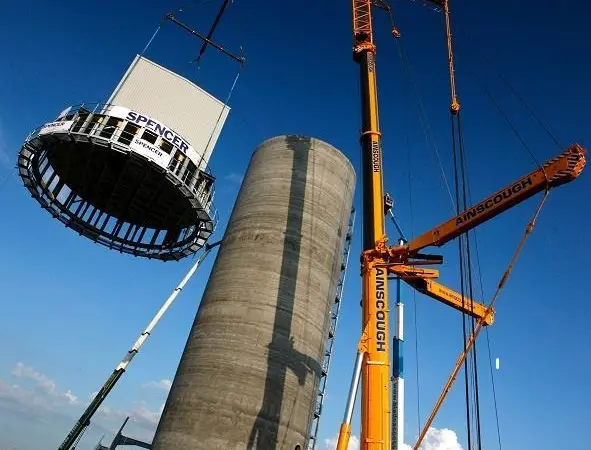 The lift topped off a 43m high biomass silo tower with a ‘penthouse’ structure. Photo: ABP/David Lee Photography Ltd