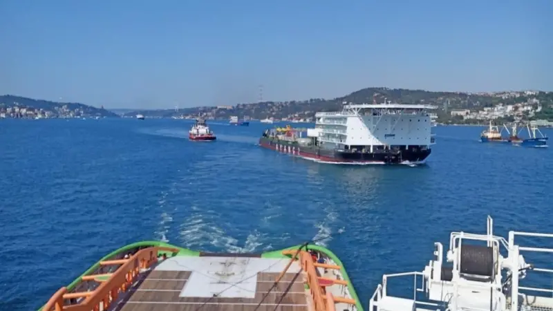 The barge Ayang 2 was towed some 6,100 miles from Romania to a location off Porto Amboim