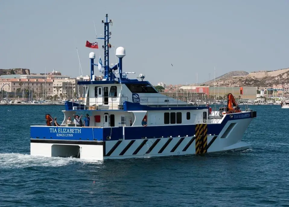 Tia Elizabeth is seen undergoing sea trials off the Spanish coast