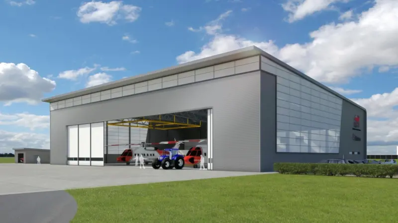 An artist’s impression of a new helicopter hangar