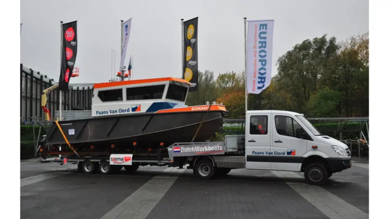 The Fast Surveyboat 7.50, a planing craft capable of performing high speed survey at 22 knots, as seen at Europort