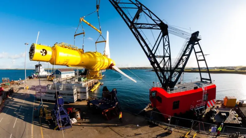 An Alstom tidal turbine is installed at EMEC