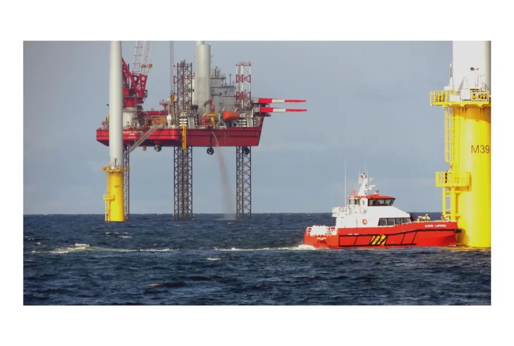 A wind farm support vessel operated by Njord Offshore and flagged with Jersey