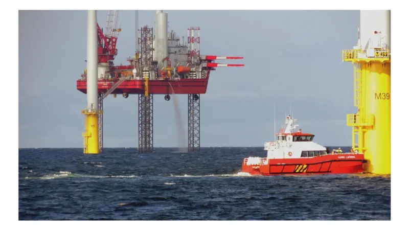 A wind farm support vessel operated by Njord Offshore and flagged with Jersey