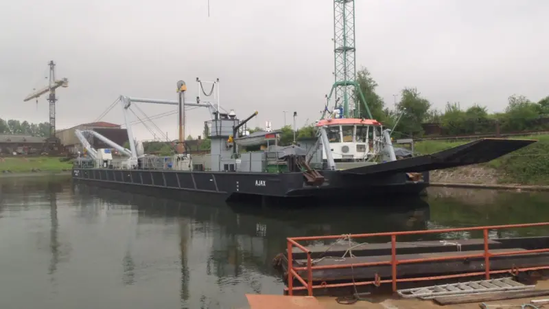 Ajax is seen at Meidricher Schiffswerft