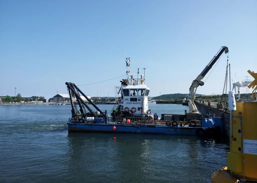 The MV Denis Murphy, which is recording the winter programme of sea bed ploughing