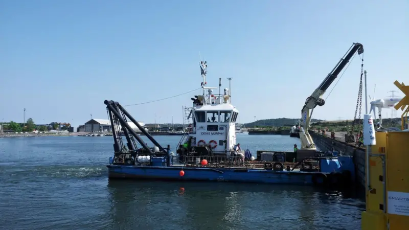 The MV Denis Murphy, which is recording the winter programme of sea bed ploughing