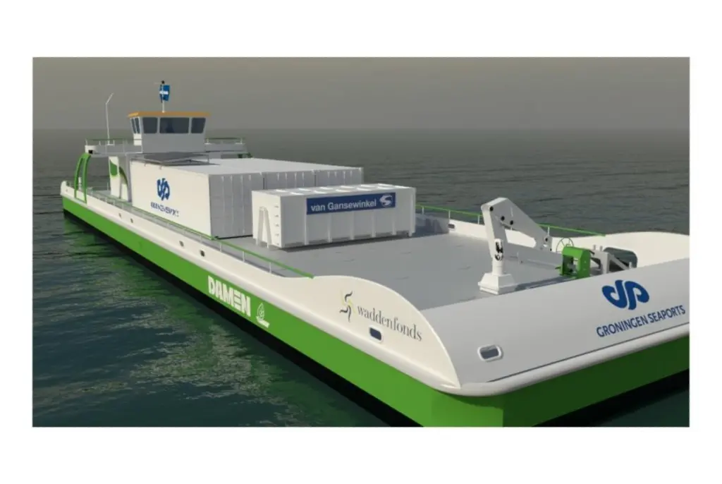 The ship is scheduled to be finished in 2015 and will operate in the Groningen Seaports of Eemhaven and Delfzijl.  Image: Damen Shipyards