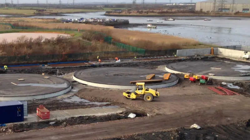 Work is continuing on the bund wall designed to protect the environment from accidental breaches