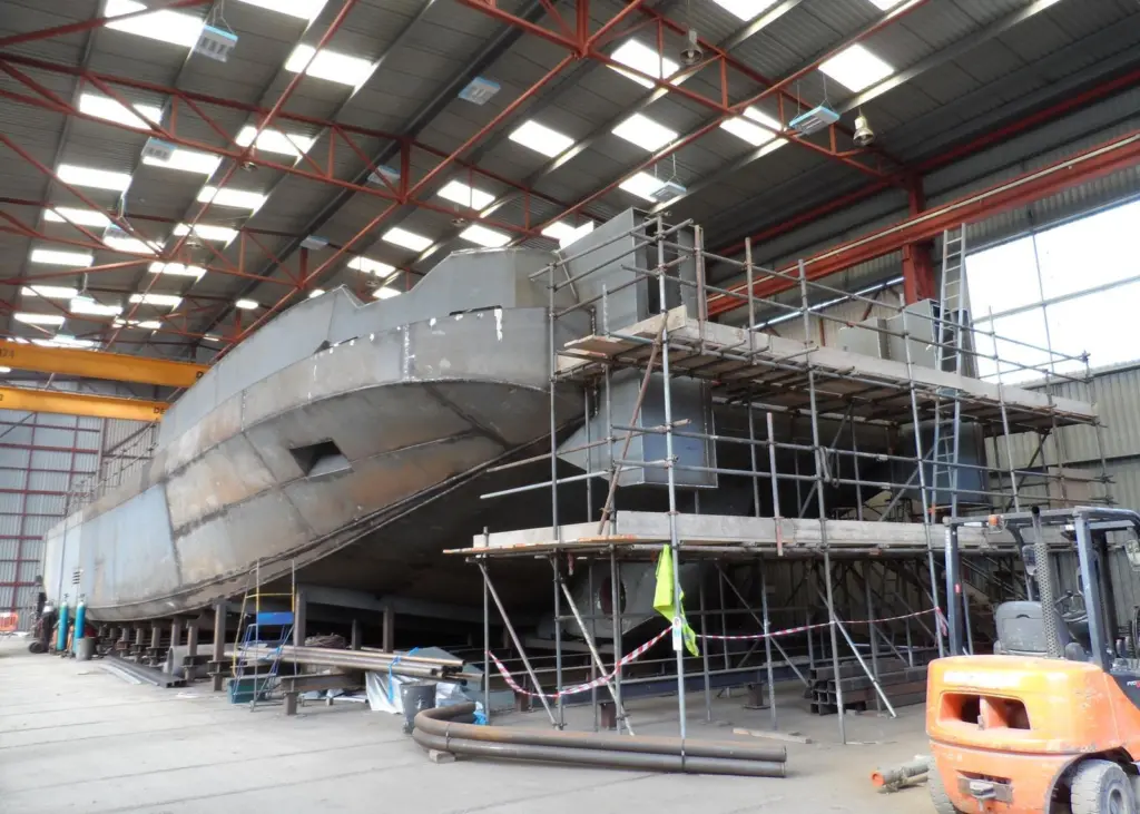 London Titan is seen under construction at Manor Marine