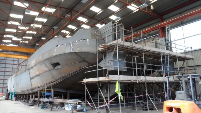 London Titan is seen under construction at Manor Marine