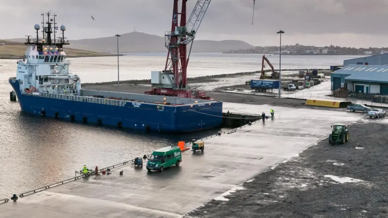 The offshore industry supply vessel, Sea Trout, was the first ship to use the new berth