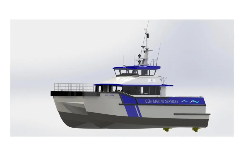 The all new 22m South Catamaran design was developed in collaboration with Iceni to ensure that the technical requirements of the operator were met