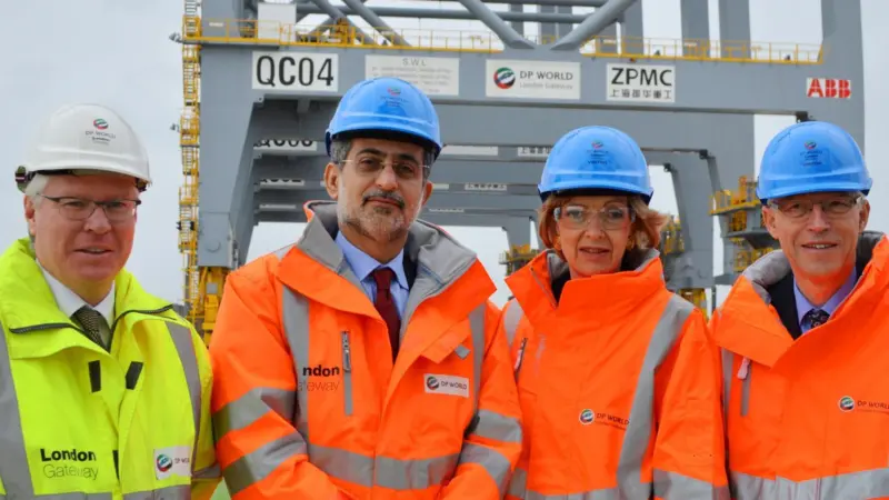 Left to right: London Gateway CEO Simon Moore, DP World Group CEO Mohammed Sharaf, The Lord Mayor of the City of London Fiona Woolf, and The Lord Mayor’s Consort Nicholas Woolf