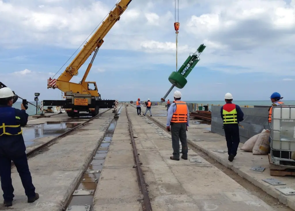 A buoy is readied for installation