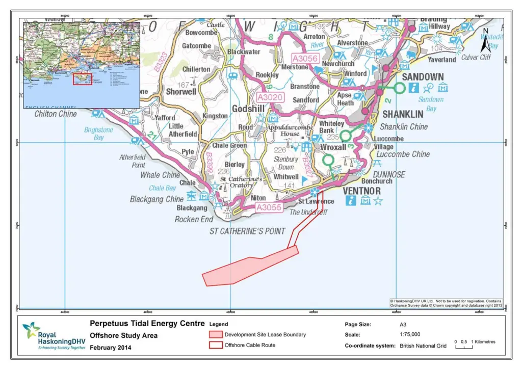 Tidal stream turbines will be installed in the fast moving tidal currents to the south of the Isle of Wight