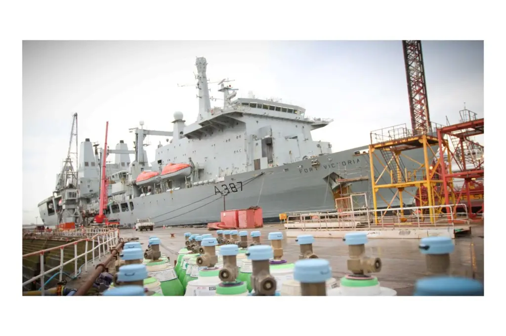 The RFA Fort Victoria alongside at Birkenhead