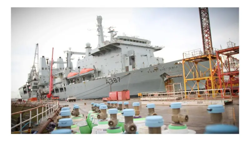 The RFA Fort Victoria alongside at Birkenhead