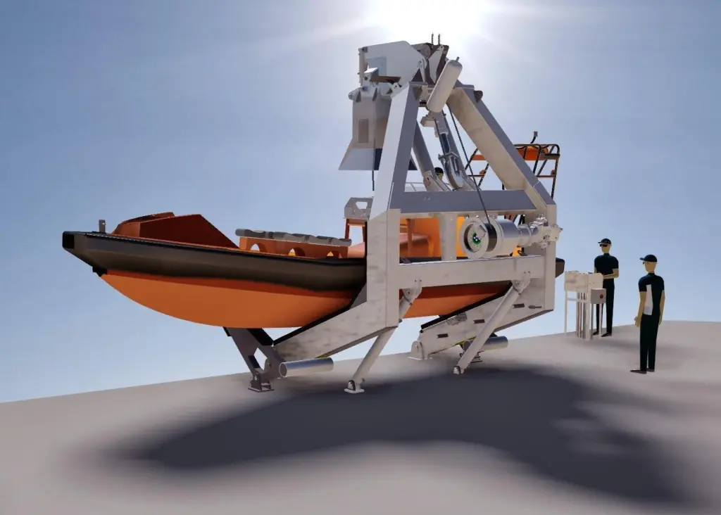 The PAP davit is a hydraulic single point davit for FRC, MOB boats and daughter craft