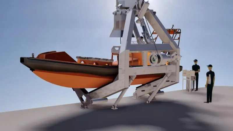 The PAP davit is a hydraulic single point davit for FRC, MOB boats and daughter craft